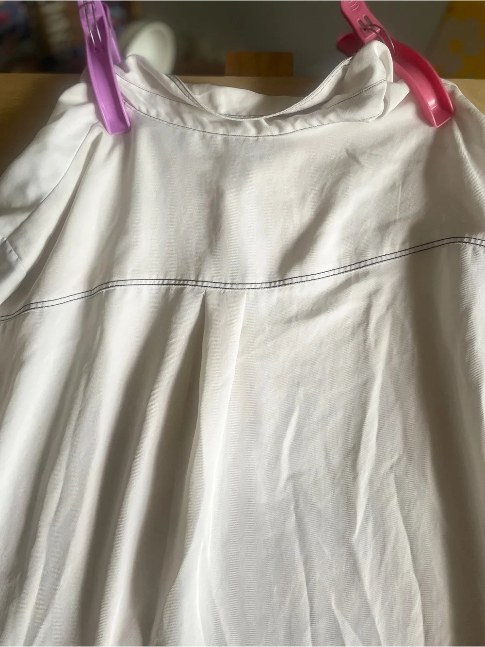 H&M Sheer Cream Button-Down Blouse with Contrast Trim - Picture 8 of 8